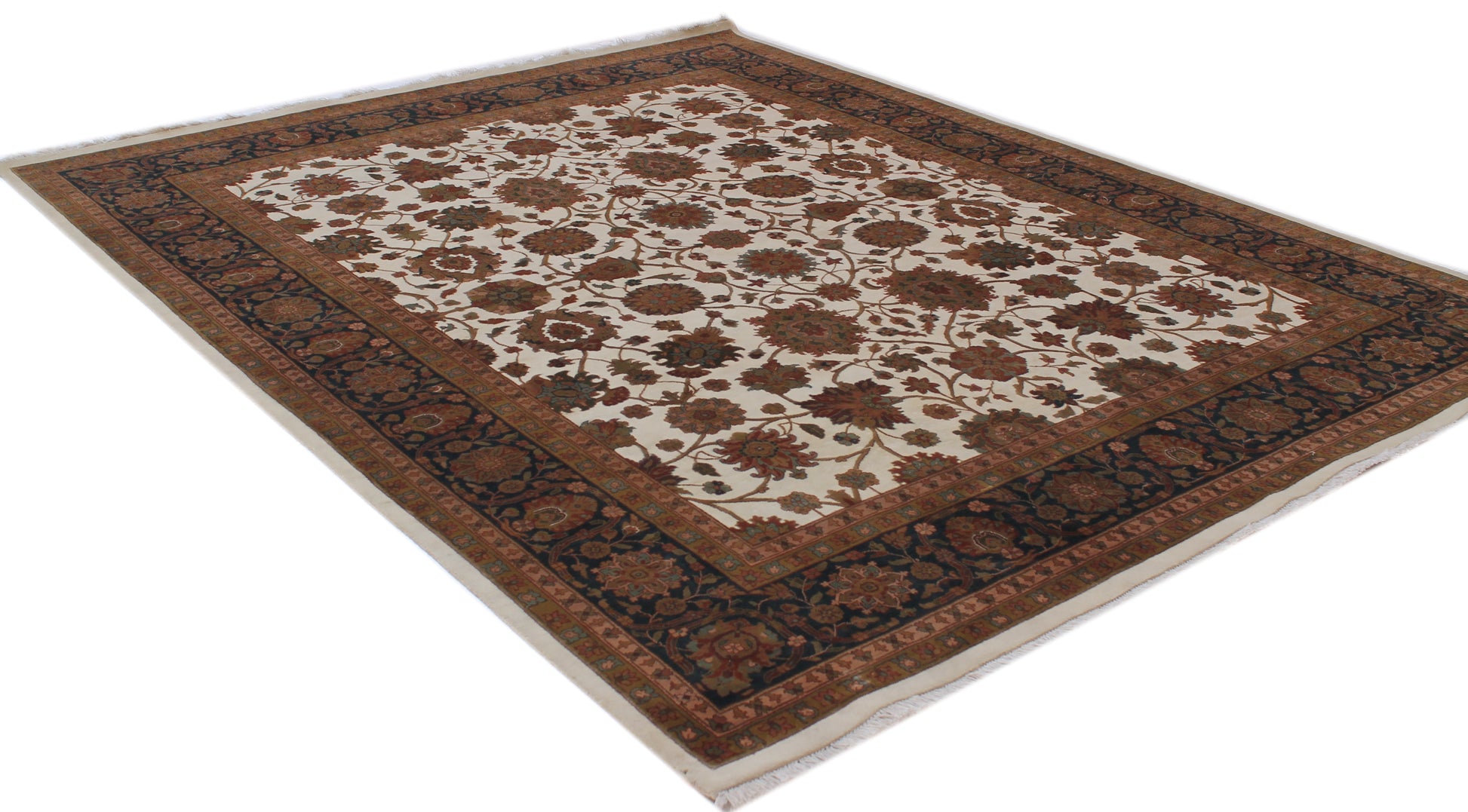 Anjani Carpets Jaipur Jaipur 21 Ivory Blue Persian Hand Knotted Rugs