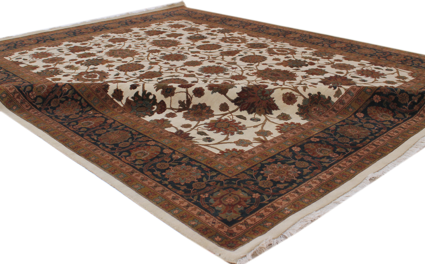 Anjani Carpets Jaipur Jaipur 21 Ivory Blue Persian Hand Knotted Rugs