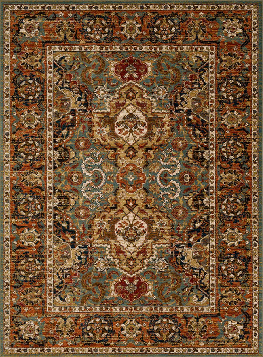 Karastan Spice Market 90938 Aquamarine Traditional Machine Woven Rug