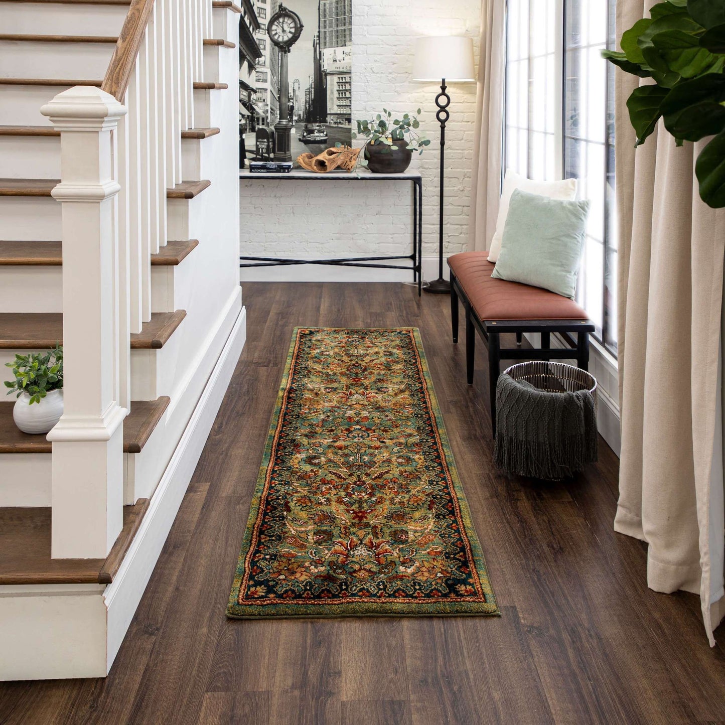 Karastan Spice Market 90662 Aquamarine Traditional Machine Woven Rug