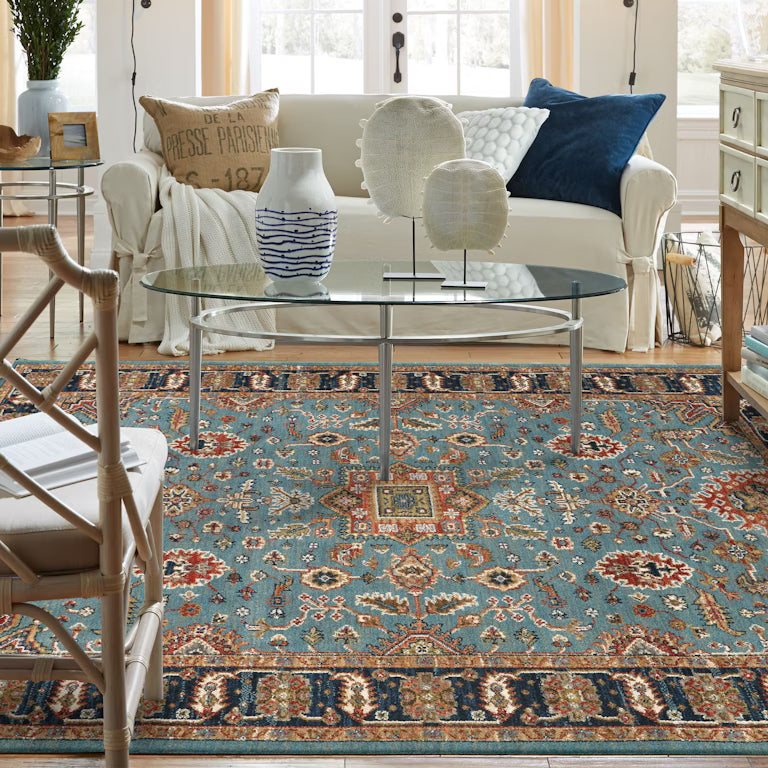 Karastan Spice Market 90665 Aquamarine Traditional Machine Woven Rug