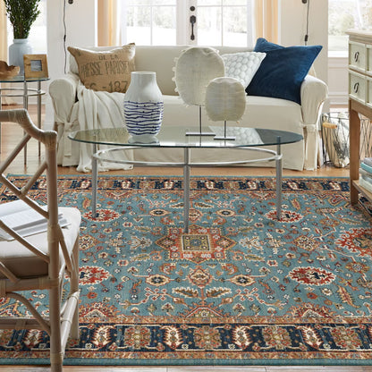 Karastan Spice Market 90665 Aquamarine Traditional Machine Woven Rug