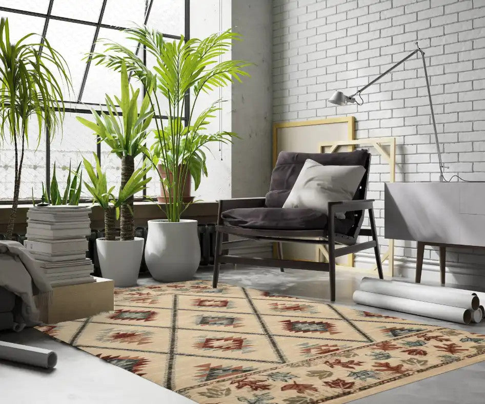 Kas Chester 5632 Ivory Rustic & Lodge Machine Woven Rug