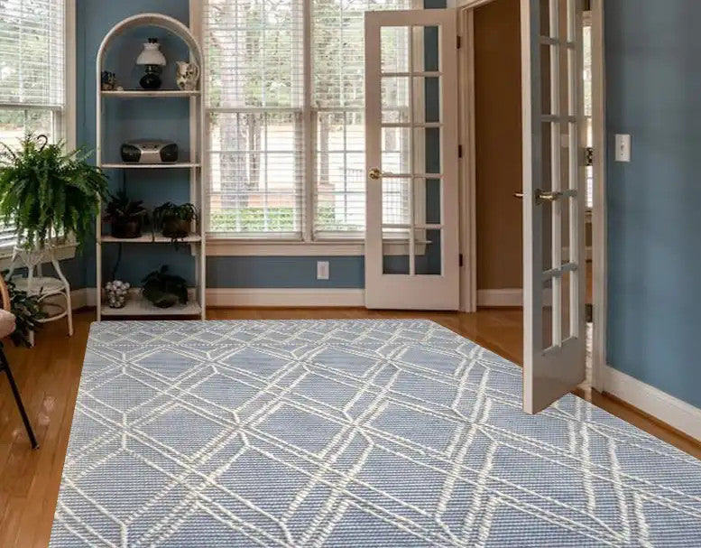 Kas Chloe 7724 Blue Ivory Casual Handwoven Rug