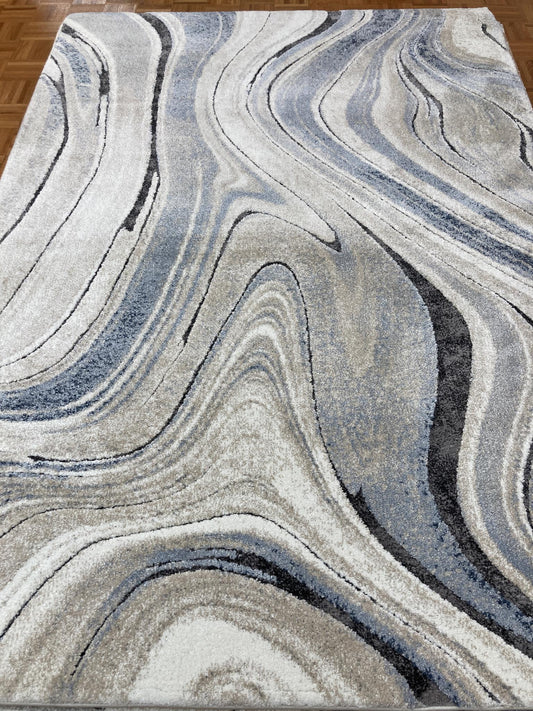 Kas Alden 0302 Ivory Blue Transitional Machine Woven Rug