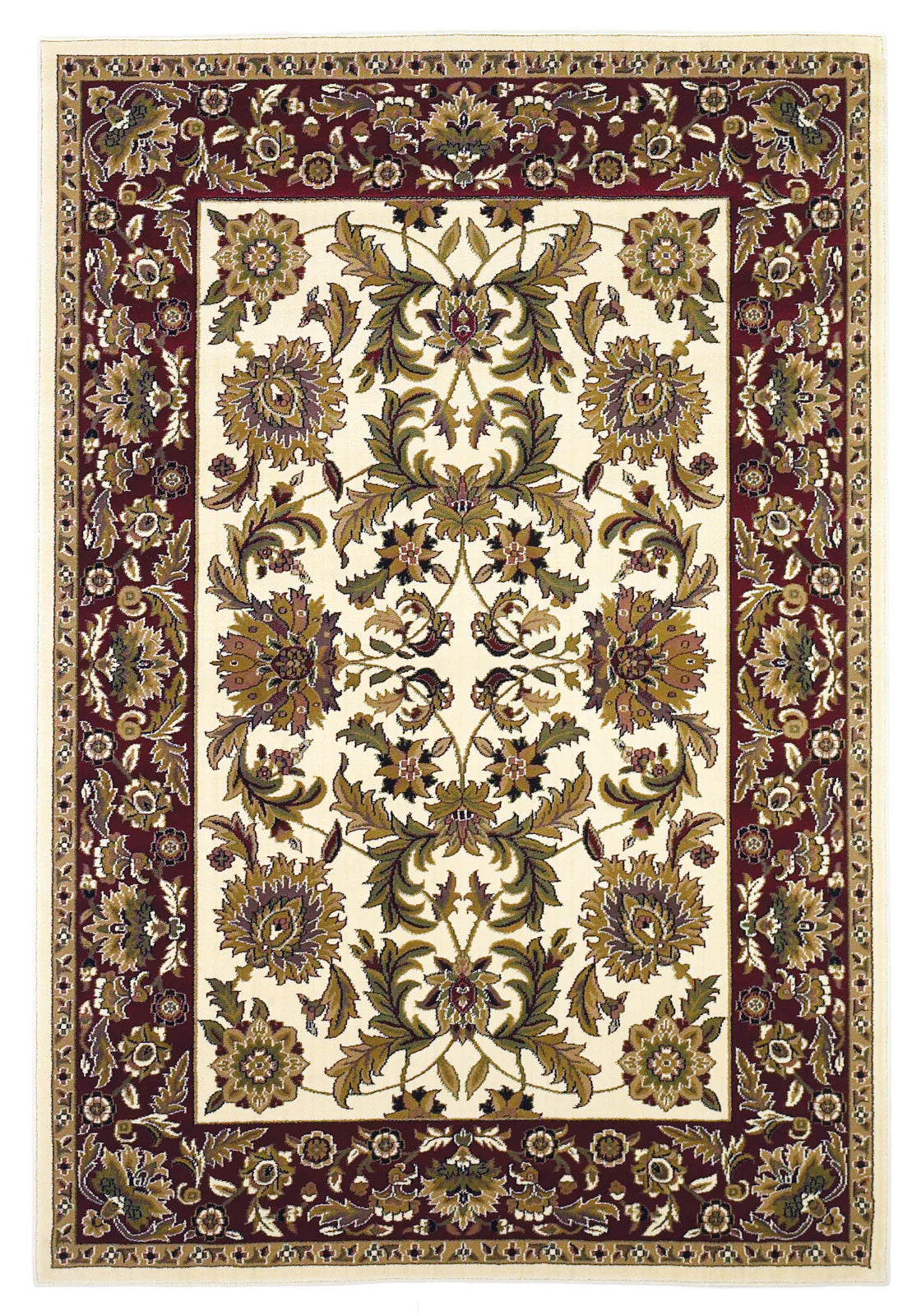 Kas Cambridge 7303 Ivory Red Traditional Machine Woven Rug