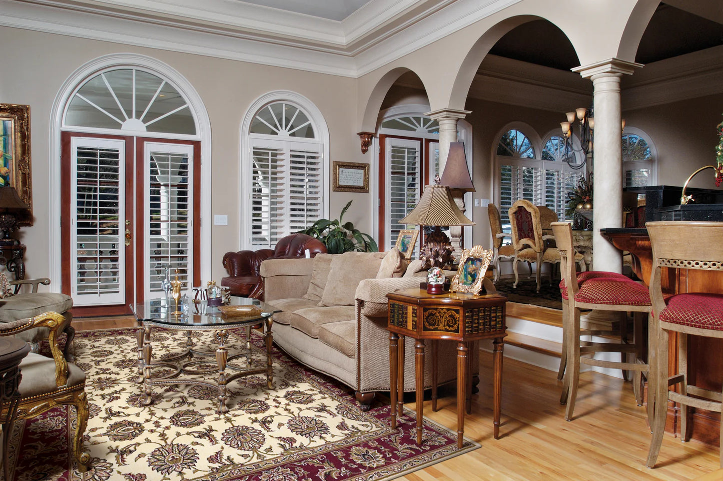 Kas Cambridge 7312 Ivory Red Traditional Machine Woven Rug