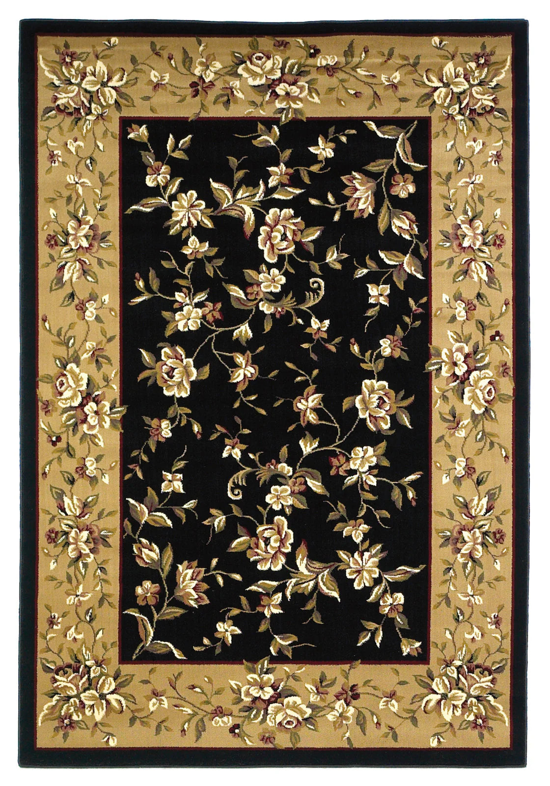 Kas Cambridge 7336 Black Beige Traditional Machine Woven Rug