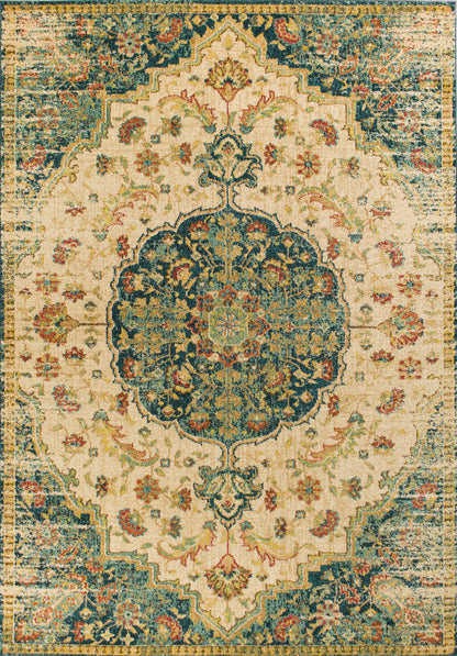 Kas Casablanca 4408 Sand Teal Traditional Machine-woven Rug
