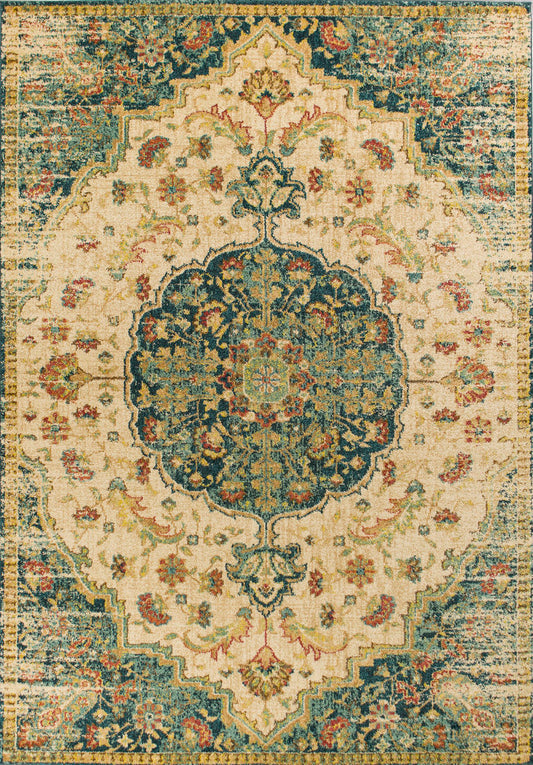 Kas Casablanca 4408 Sand Teal Traditional Machine-woven Rug