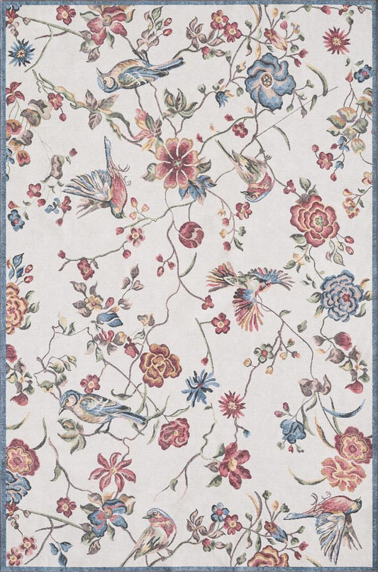Kas Chantelle 3303 Ivory Florals & Tropicals Machine Woven Rug