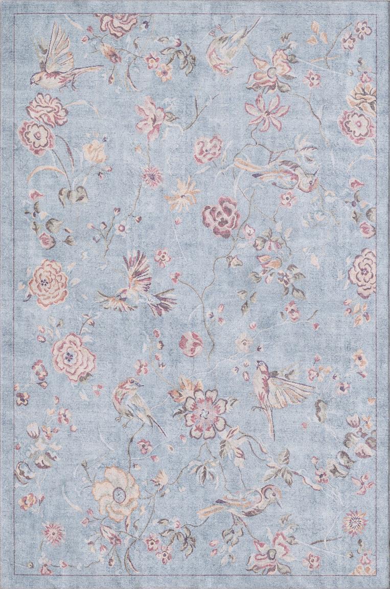 Kas Chantelle 3304 Blue Florals & Tropicals Machine Woven Rug