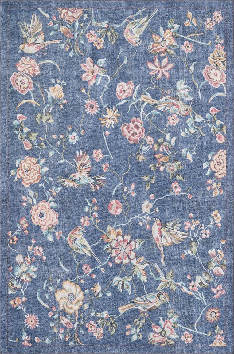 Kas Chantelle 3305 Denim Florals & Tropicals Machine Woven Rug