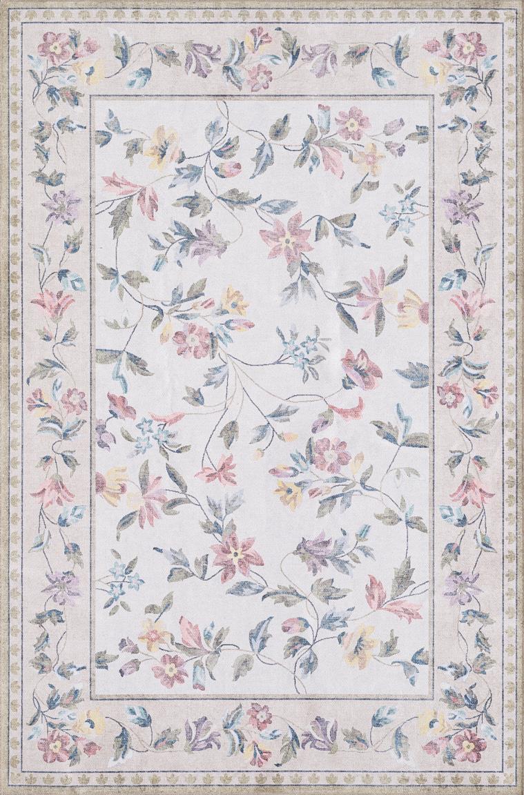 Kas Chantelle 3306 Ivory Sand Florals & Tropicals Machine Woven Rug