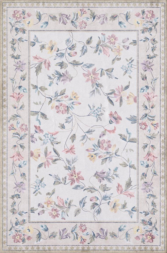 Kas Chantelle 3306 Ivory Sand Florals & Tropicals Machine Woven Rug