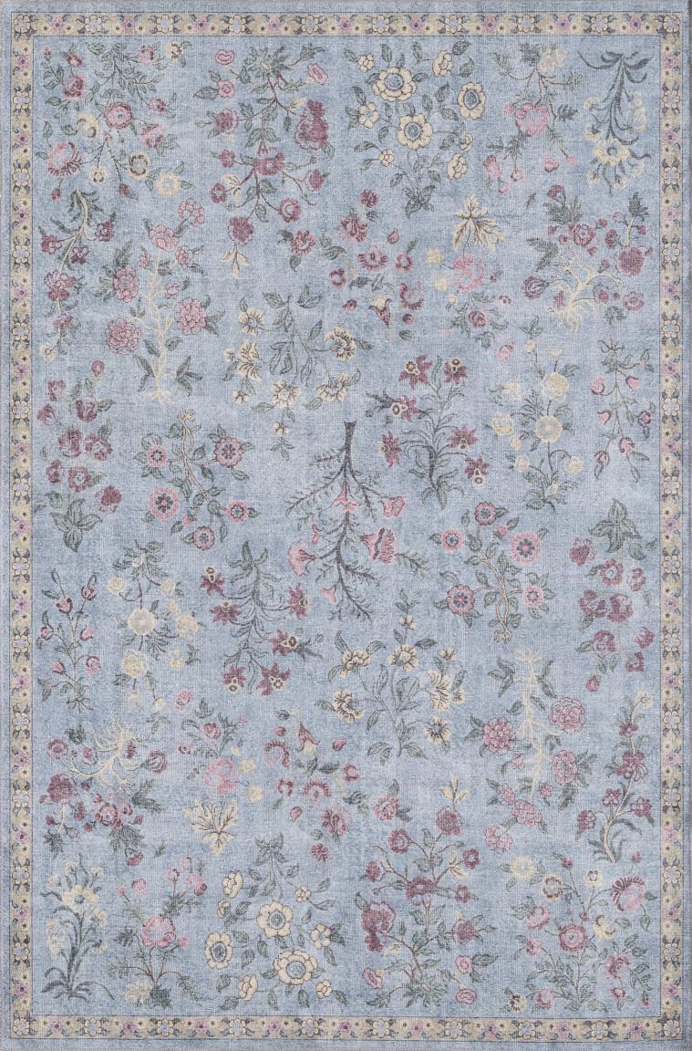 Kas Chantelle 3308 Blue Florals & Tropicals Machine Woven Rug