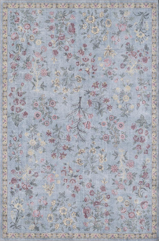 Kas Chantelle 3308 Blue Florals & Tropicals Machine Woven Rug
