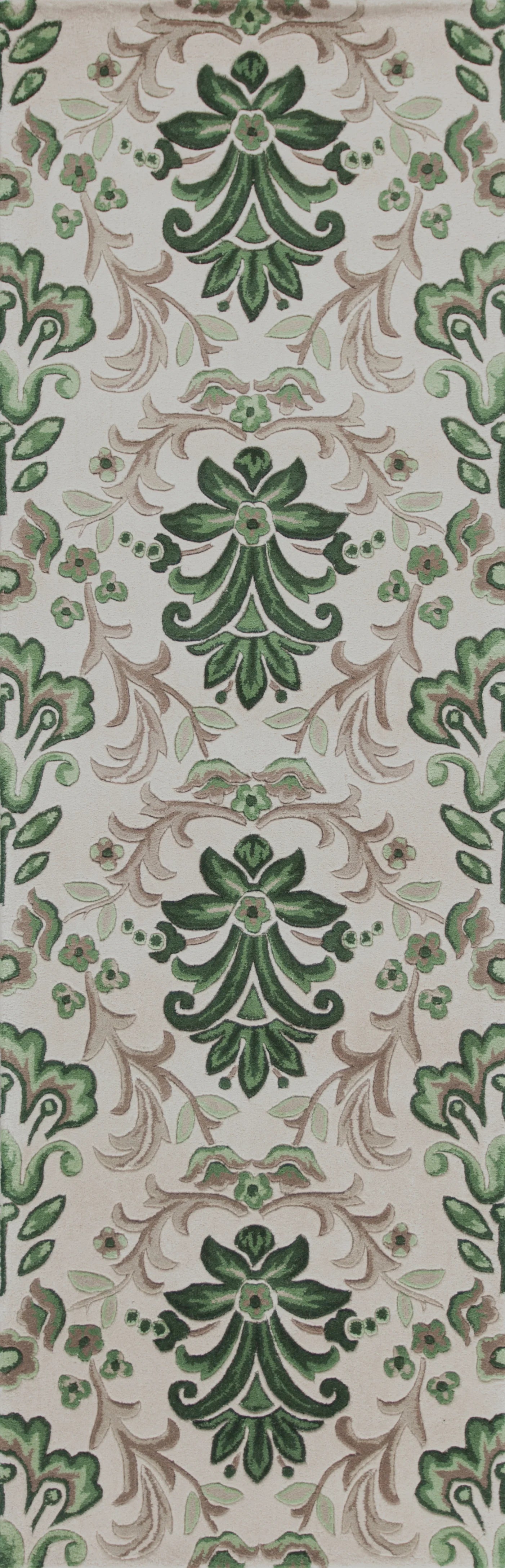 Kas Emerald 9038 Ivory Green Tropical Hand-Tufted Rug