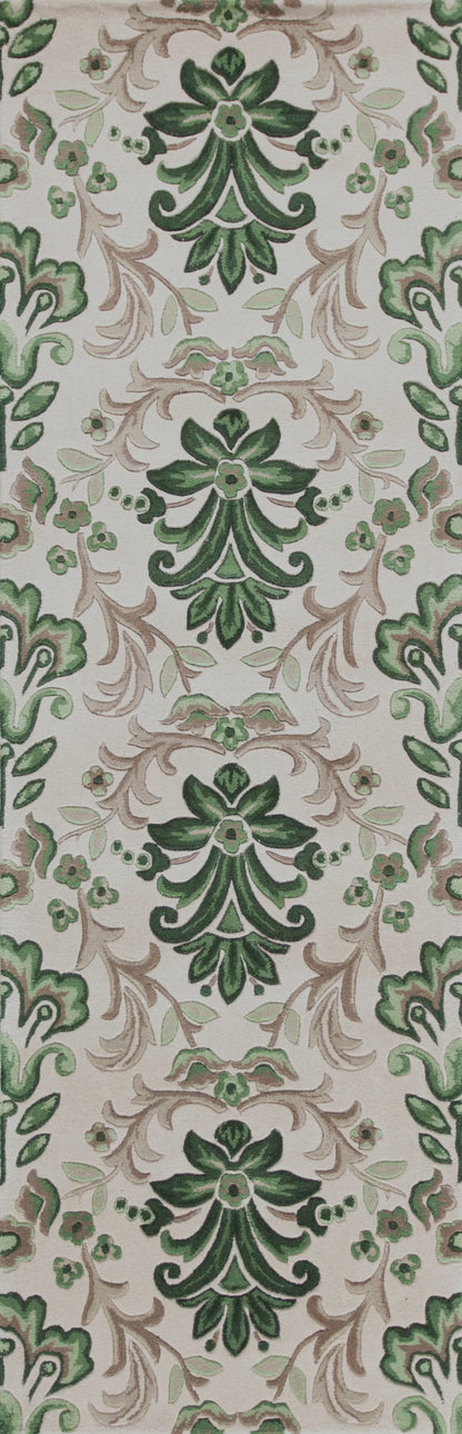 Kas Emerald 9038 Ivory Green Tropical Hand-Tufted Rug
