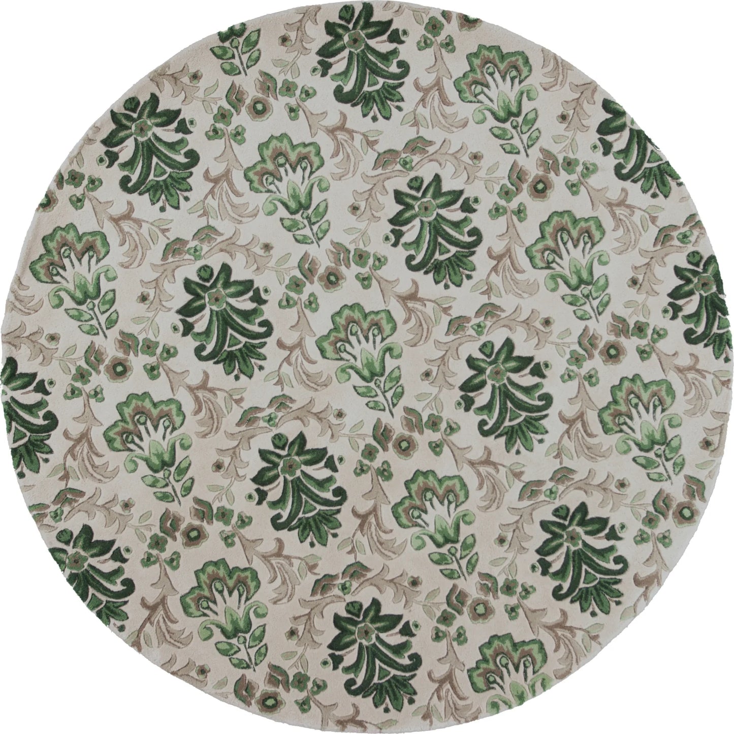 Kas Emerald 9038 Ivory Green Tropical Hand-Tufted Rug