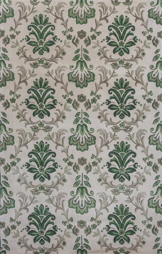 Kas Emerald 9038 Ivory Green Tropical Hand-Tufted Rug