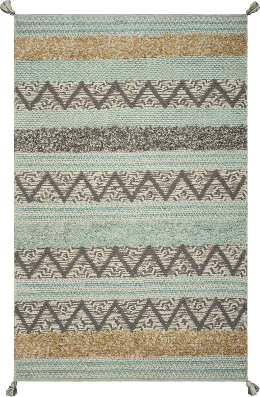 Kas Hang Ten Malibu 853 Turquoise Casual Hand-woven Rug