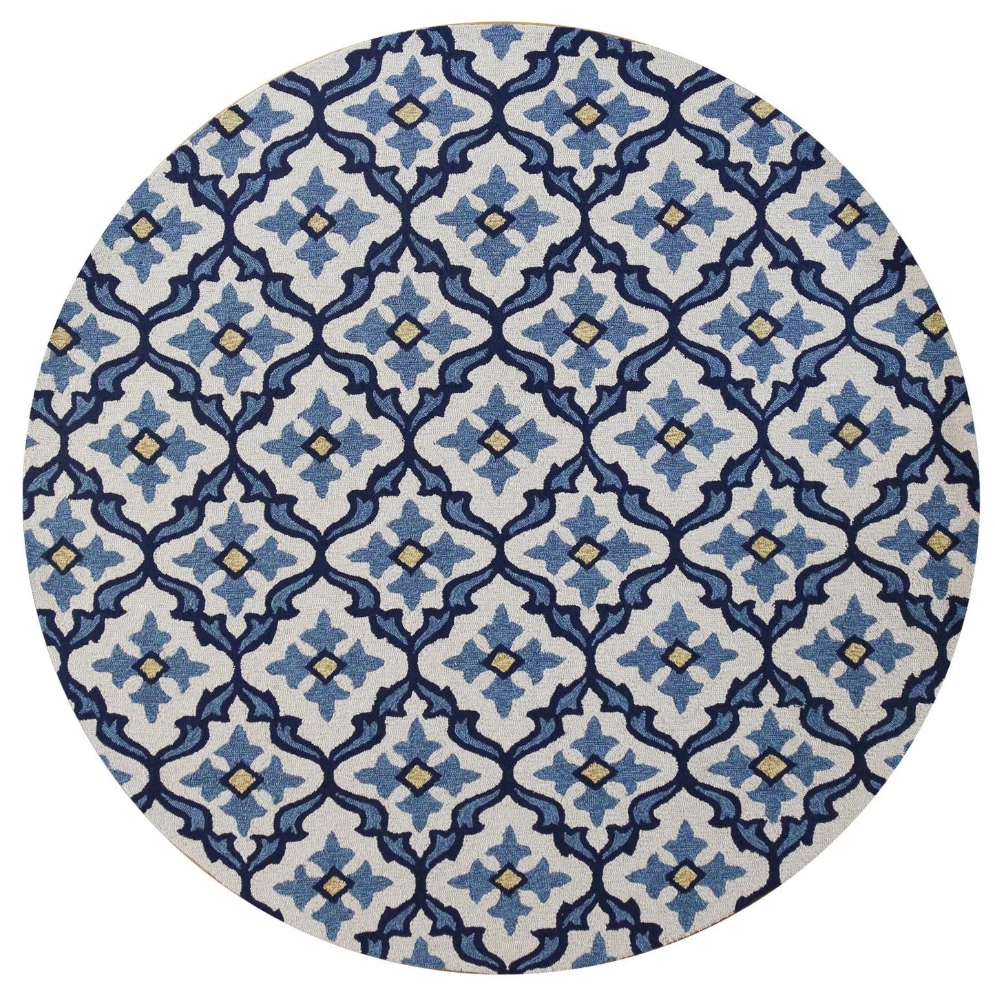 Kas Harbor 4210 Ivory Blue Indoor/Outdoor Hand Hooked Rug