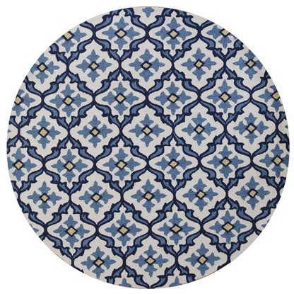 Kas Harbor 4210 Ivory Blue Indoor/Outdoor Hand Hooked Rug