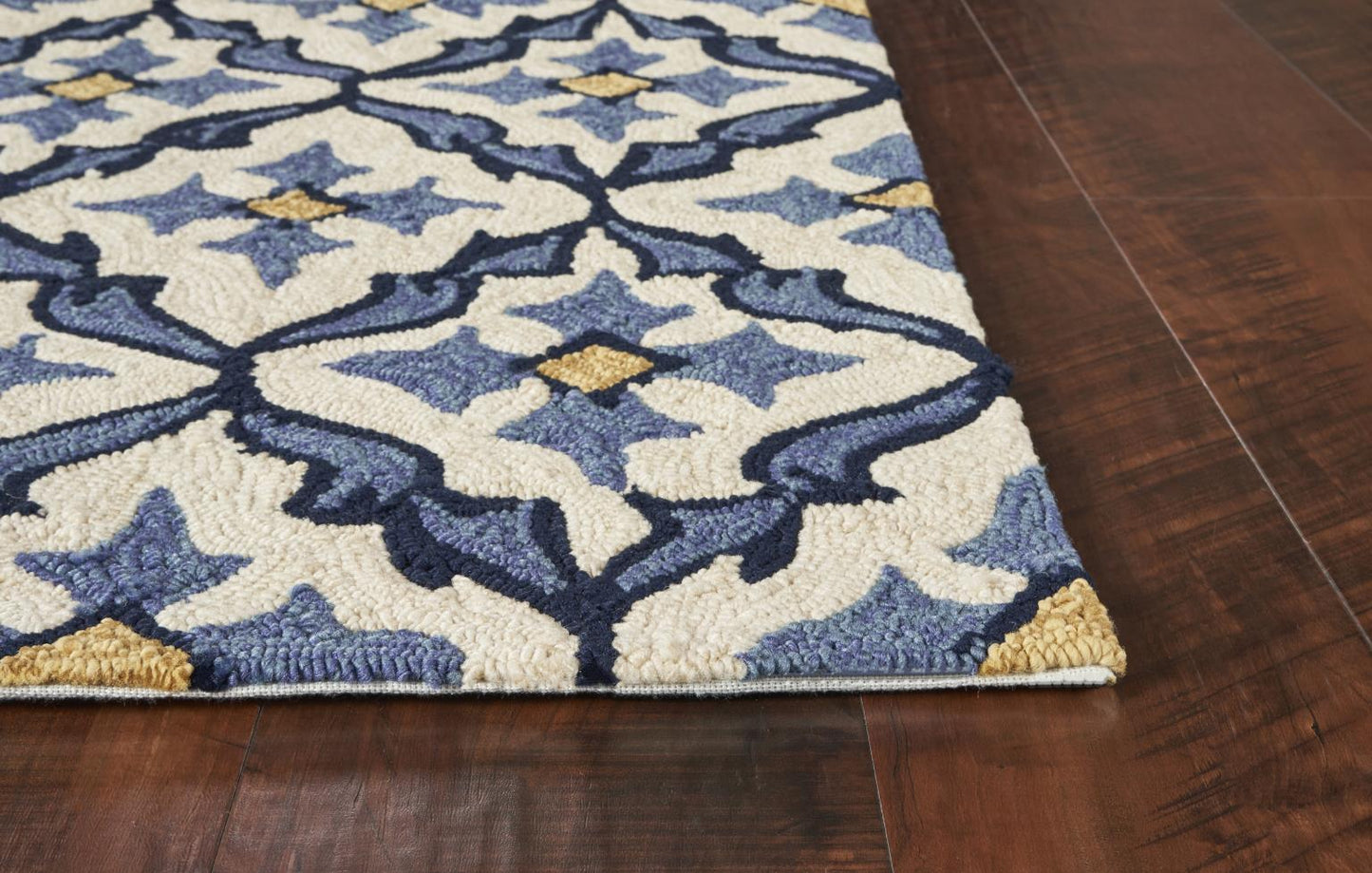 Kas Harbor 4210 Ivory Blue Indoor/Outdoor Hand Hooked Rug