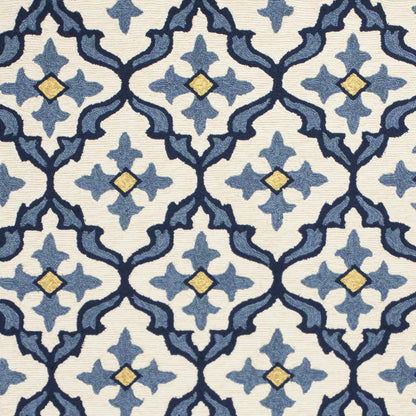 Kas Harbor 4210 Ivory Blue Indoor/Outdoor Hand Hooked Rug