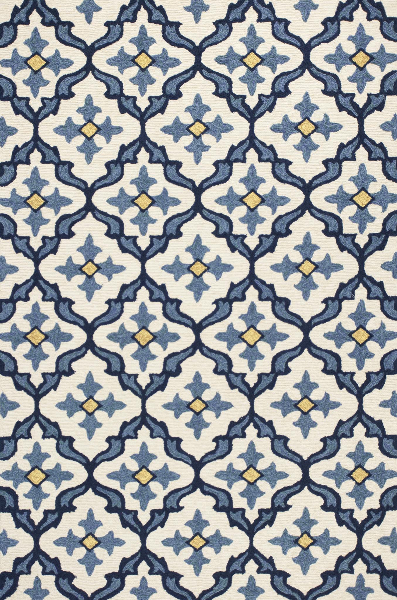 Kas Harbor 4210 Ivory Blue Indoor/Outdoor Hand Hooked Rug