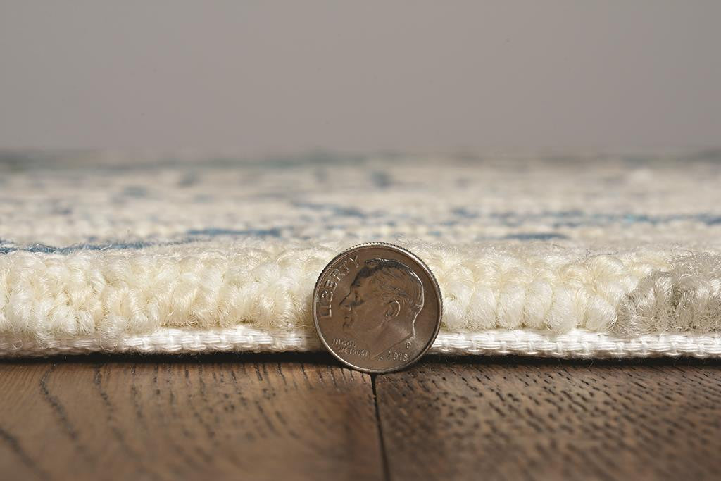 Kas Harbor 4211 Ivory Teal Indoor/Outdoor Hand Hooked Rug