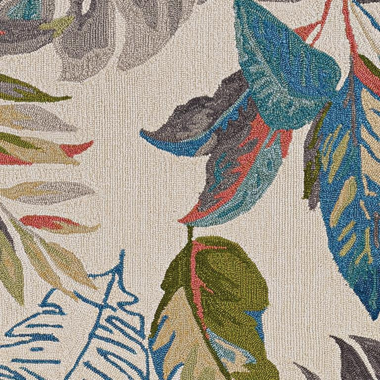 Kas Harbor 4211 Ivory Teal Indoor/Outdoor Hand Hooked Rug