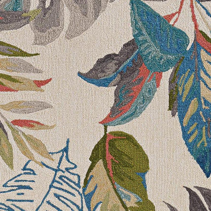 Kas Harbor 4211 Ivory Teal Indoor/Outdoor Hand Hooked Rug