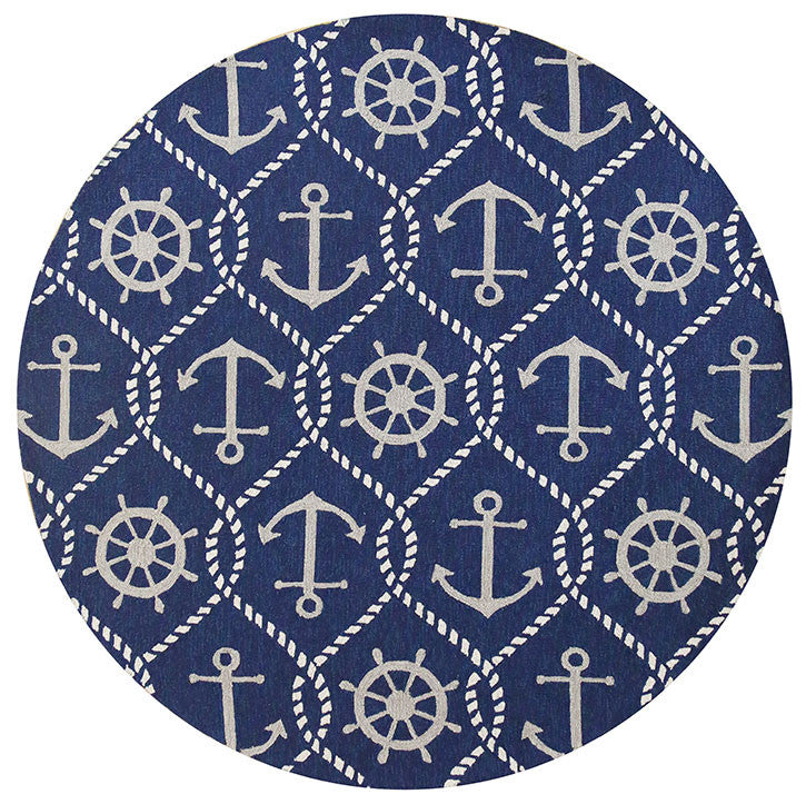 Kas Harbor 4220 Navy Indoor/Outdoor Hand Hooked Rug