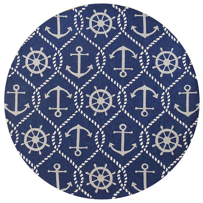 Kas Harbor 4220 Navy Indoor/Outdoor Hand Hooked Rug