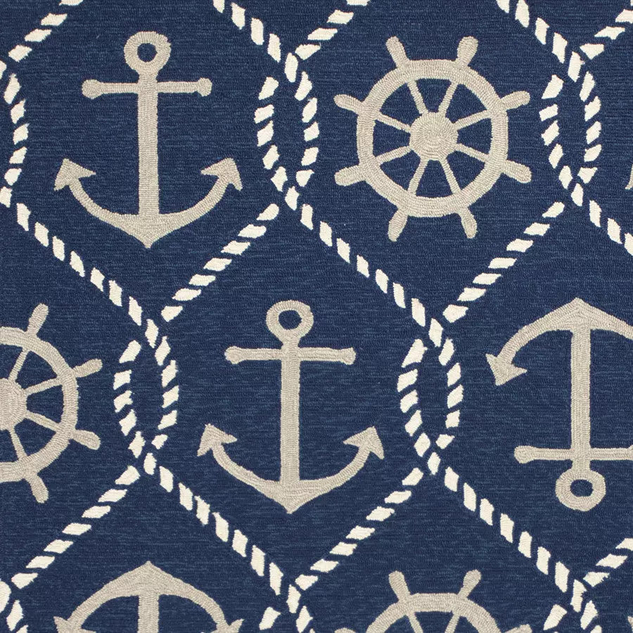Kas Harbor 4220 Navy Indoor/Outdoor Hand Hooked Rug