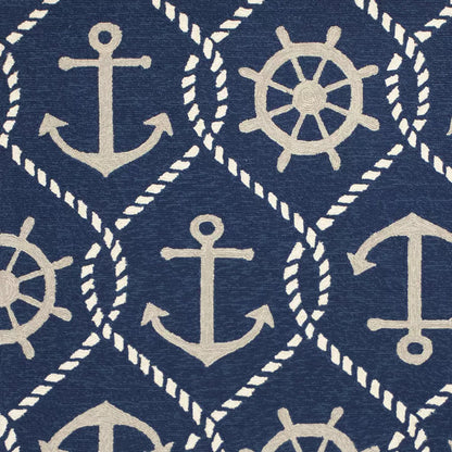 Kas Harbor 4220 Navy Indoor/Outdoor Hand Hooked Rug