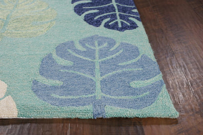 Kas Harbor 4228 Turquoise  Indoor/Outdoor Hand Hooked Rug