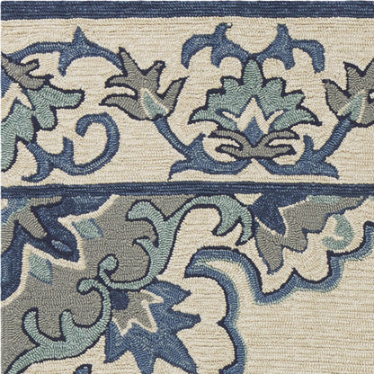 Kas Harbor 4238 Ivory Blue Indoor/Outdoor Hand Hooked Rug