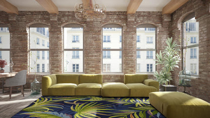 Kas Harbor 4243 Ink Blue Indoor/Outdoor Hand Hooked Rug