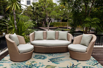 Kas Harbor 4244 Ivory Blue Indoor/Outdoor Hand Hooked Rug