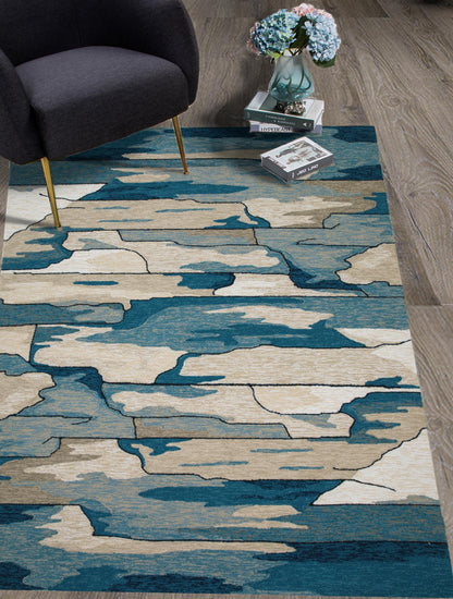 Kas Harbor 4248 Blue Indoor/Outdoor Hand Hooked Rug