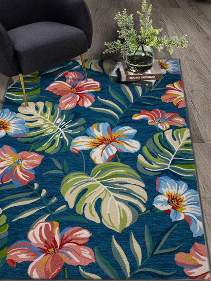 Kas Harbor 4250 Blue Indoor/Outdoor Hand Hooked Rug