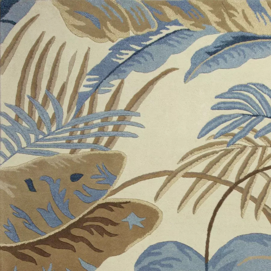 Kas Havana 2624 Ivory Blue Florals & Tropicals Hand Tufted Rug