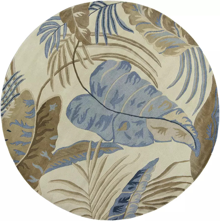 Kas Havana 2624 Ivory Blue Florals & Tropicals Hand Tufted Rug