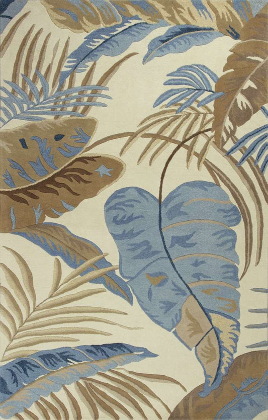 Kas Havana 2624 Ivory Blue Florals & Tropicals Hand Tufted Rug