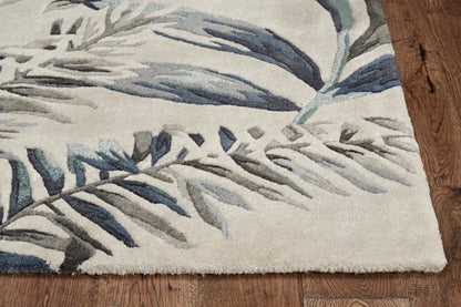 Kas Havana 2626 Grey Blue Florals & Tropicals Hand Tufted Rug