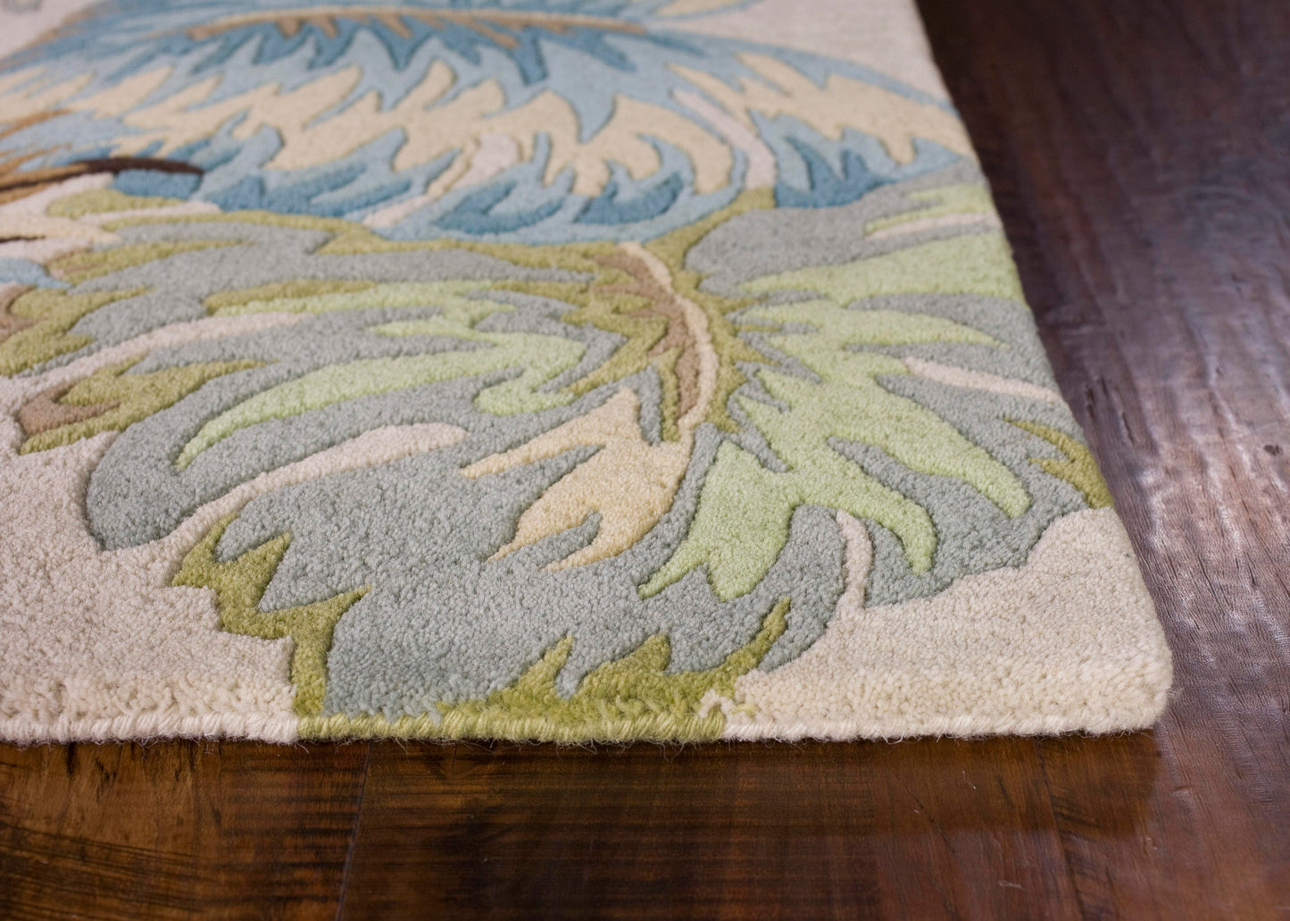Kas Havana 2630 Ivory Blue Florals & Tropicals Hand Tufted Rug