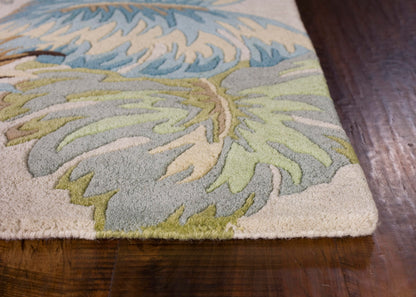 Kas Havana 2630 Ivory Blue Florals & Tropicals Hand Tufted Rug
